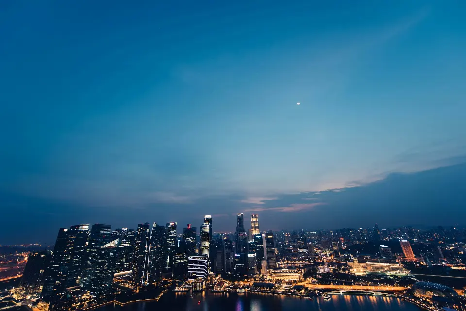 Singapore skyline at nightfall