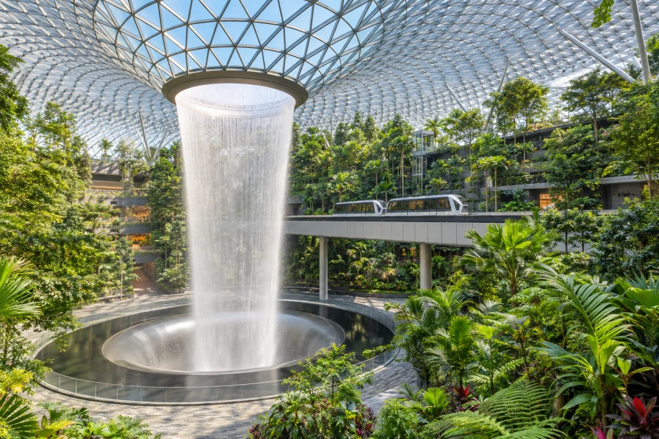 Illustrative Rain Vortex and gardens at Jewel Changi, Singapore